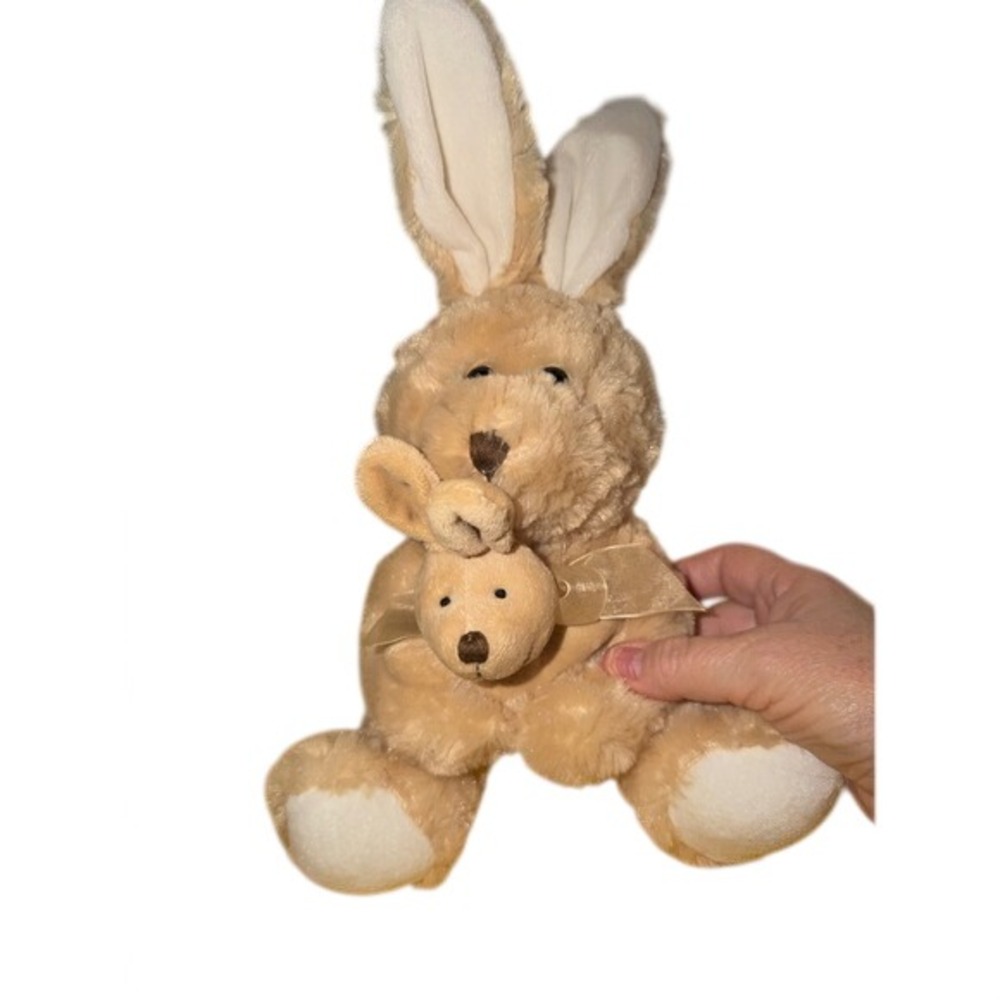 Bunny Plush Kids Tan Mother and Baby Rabbit